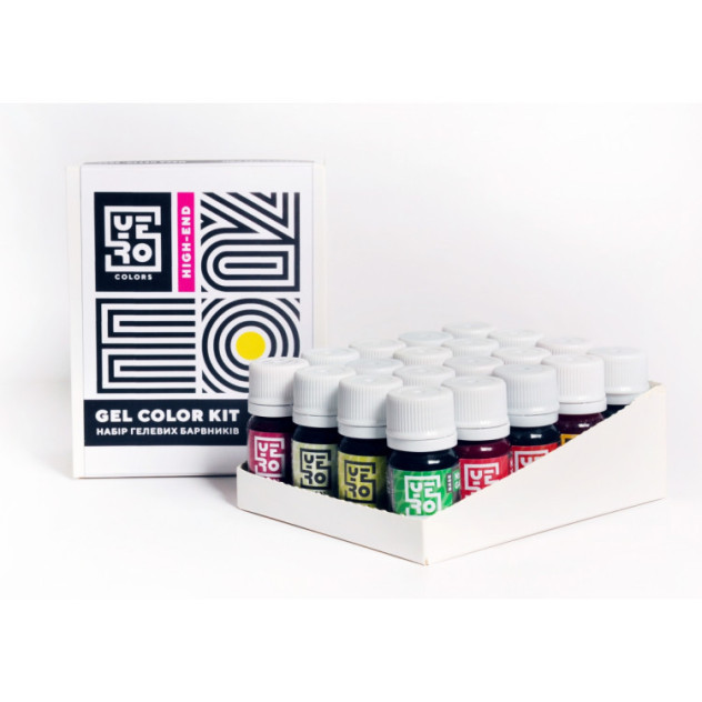 Набір гелевих харчових барвників YERO Colors 40 шт. по 10 грам