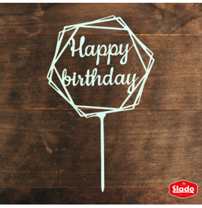 Білий топер ХДФ №05 “Happy Birthday”
