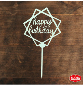 Білий топер ХДФ №06 “Happy Birthday”