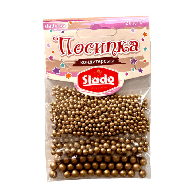 Посипка в стіках №60 золоті кульки 20г