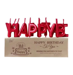 Свічки на торт "Happy Birthday" червоні