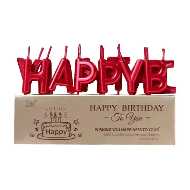 Свічки на торт "Happy Birthday" червоні