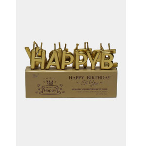 Свічки на торт "Happy Birthday" золото