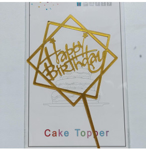 Золотий топпер на торт "Happy birthday"