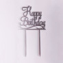 Топер ХДФ Happy Birthday срібло
