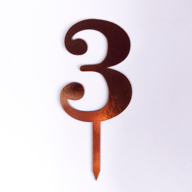 Топпер з картону "3" золото