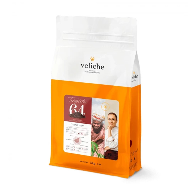 Бельгійський шоколад Veliche Gourmet Чорний Dark Temptation 64% 1 кг