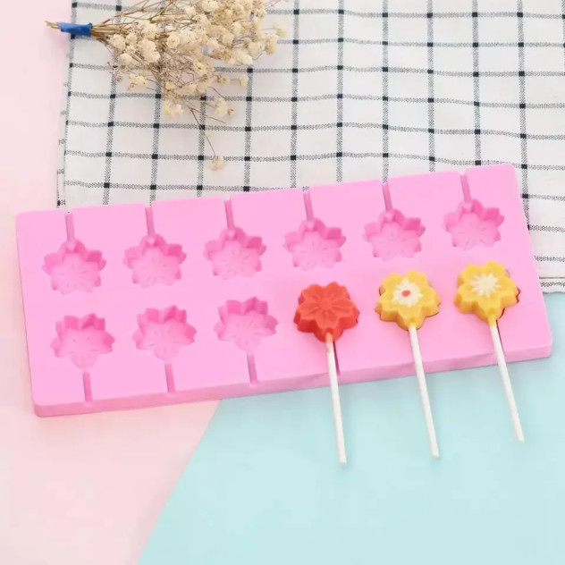 Форма силіконова для льодяників Lolli Pop Квітка 12 шт з паличками