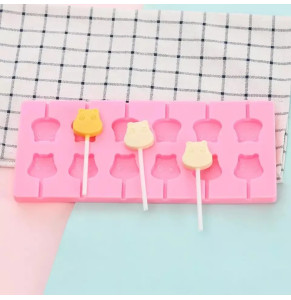 Форма силіконова для льодяників Lolli Pop Звірята 12 шт з паличками