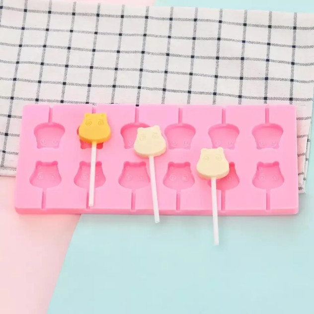 Форма силіконова для льодяників Lolli Pop Звірята 12 шт з паличками