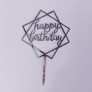 Срібний топпер на торт "Happy birthday"