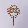 Золотий топпер на торт "Happy birthday"