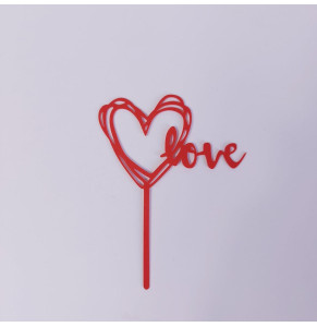 Червоний топпер на торт "Love"