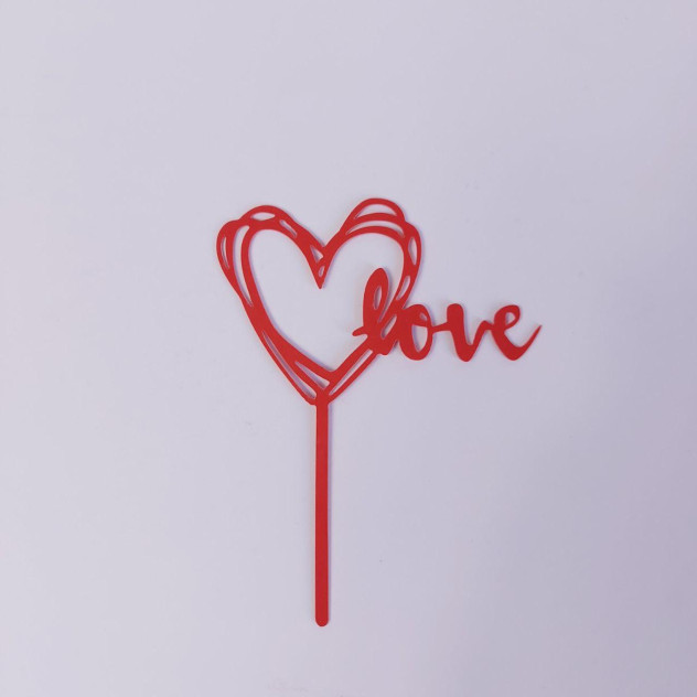 Червоний топпер на торт "Love"