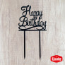 Чорний топер ХДФ №01 “Happy Birthday”