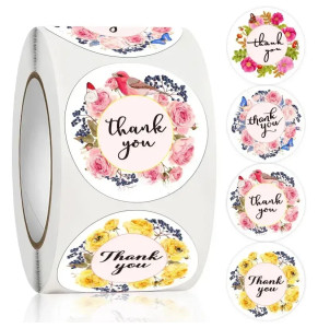 Наклейки в рулоні ∅-25 мм (500 шт.) "Thank you"