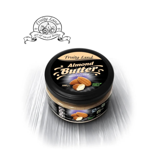 Мигдальна паста 100% Fruityland натуральна без добавок,100г