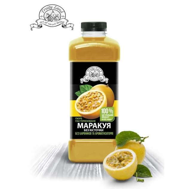 Пюре з маракуйї без кісточки Fruityland пастеризоване без цукру, 1 кг