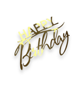 Золотий топер з полістиролу “Happy Birthday”