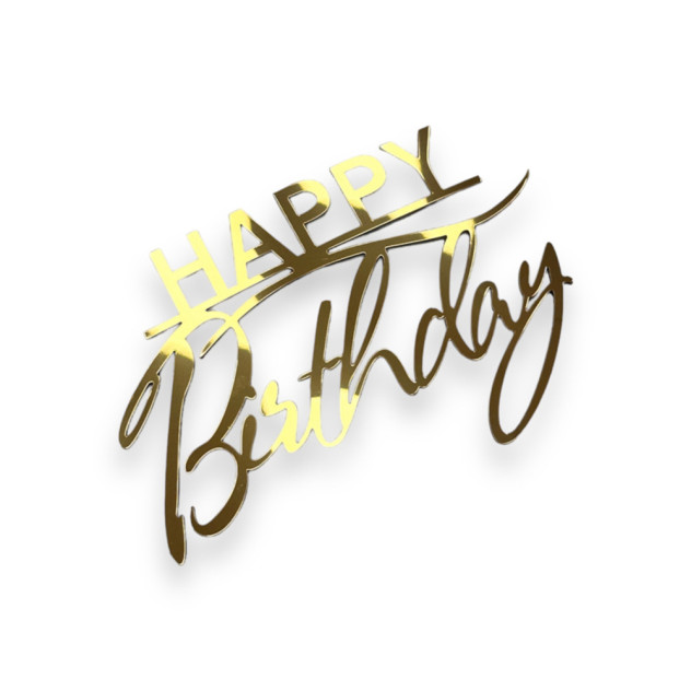 Золотий топер з полістиролу “Happy Birthday”