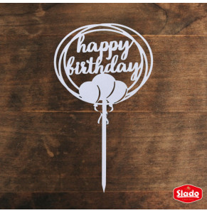 Білий топер ХДФ №18 “Happy Birthday”