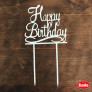 Білий топер ХДФ №01 “Happy Birthday”