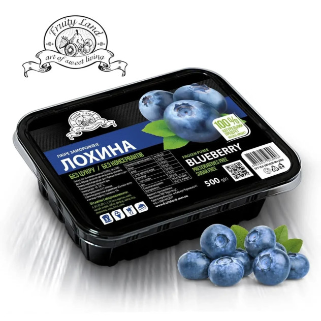 Пюре Лохина Fruityland заморожене без цукру, 1000 г