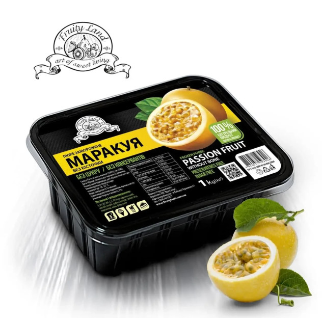 Пюре з маракуйї без кісточки Fruityland заморожене без цукру,1000 г