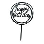 Чорний топпер на торт "Happy birthday"