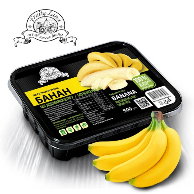 Пюре з банану Fruityland заморожене без цукру,500 г