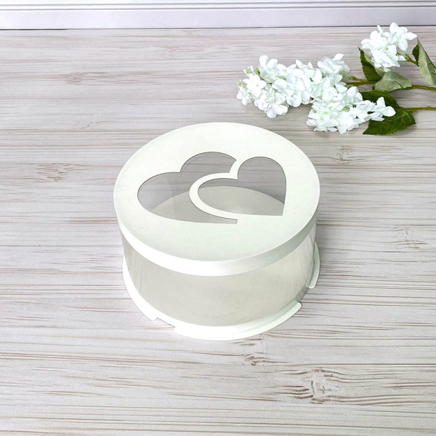 Коробка тубус d250, h60 біла, кришка Серця