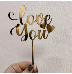Золотий топер з полістиролу “Love you”