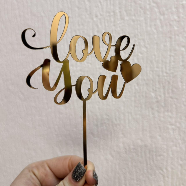 Золотий топер з полістиролу “Love you”