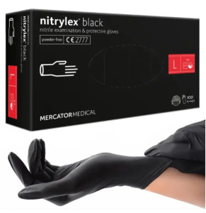 Рукавиці L нітрилові NITRYLEX чорні (100 шт.)