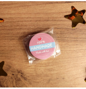 Наклейки ∅-40 мм (50 шт.) рожеві "Hand made"