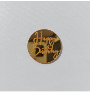 Топер акриловий Happy Birthday (З днем народження) Золото 40 мм