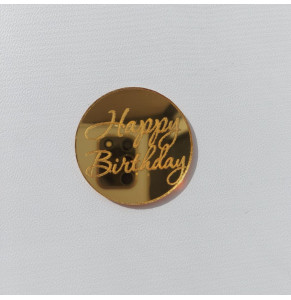 Топер акриловий Happy Birthday (З днем народження) Золото 40 мм