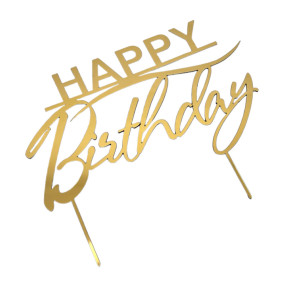 Золотий топер з полістиролу “Happy Birthday”