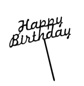 Чорний топер з полістиролу  "Happy Birthday"