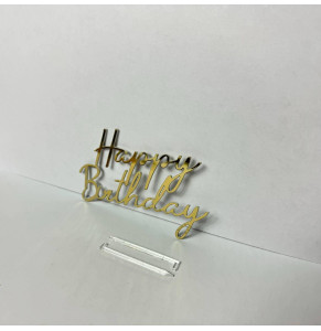 Золотий топер з полістиролу “Happy Birthday”