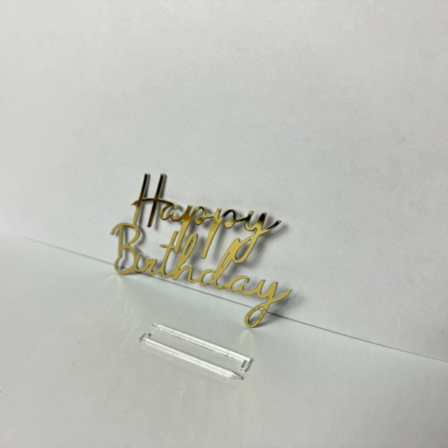 Золотий топер з полістиролу “Happy Birthday”