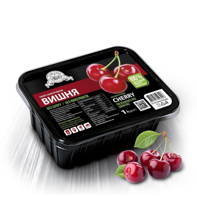 Пюре вишневе Fruityland заморожене без цукру, 1000 г