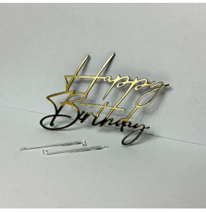 Золотий топер з полістиролу “Happy Birthday”