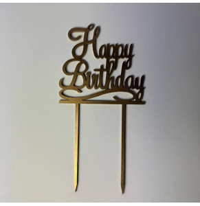 Топер ХДФ Happy Birthday золото