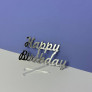 Срібний топер з полістиролу Happy Birthday