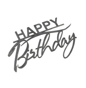Срібний топер з полістиролу Happy Birthday