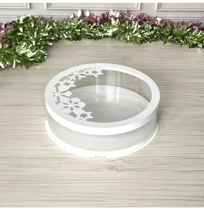 Коробка тубус d250, h60 біла, кришка СНІЖИНКА
