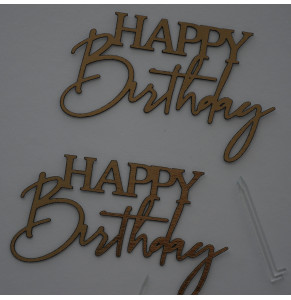 Топпер з картону Happy Birthday золото