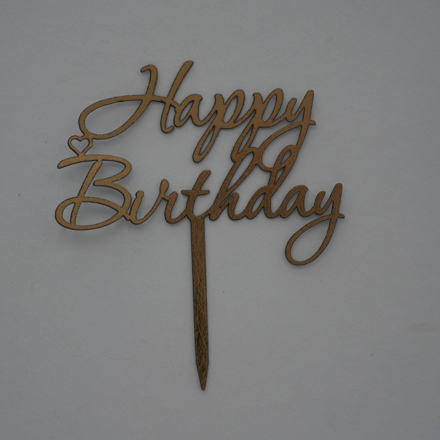 Топпер з картону Happy Birthday золото