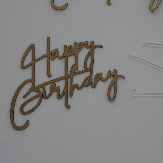 Топпер з картону Happy Birthday золото